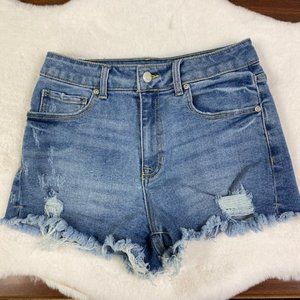 Harper Heritage Distressed Cut Off Denim High-Rise Shorts, size‎ 28
